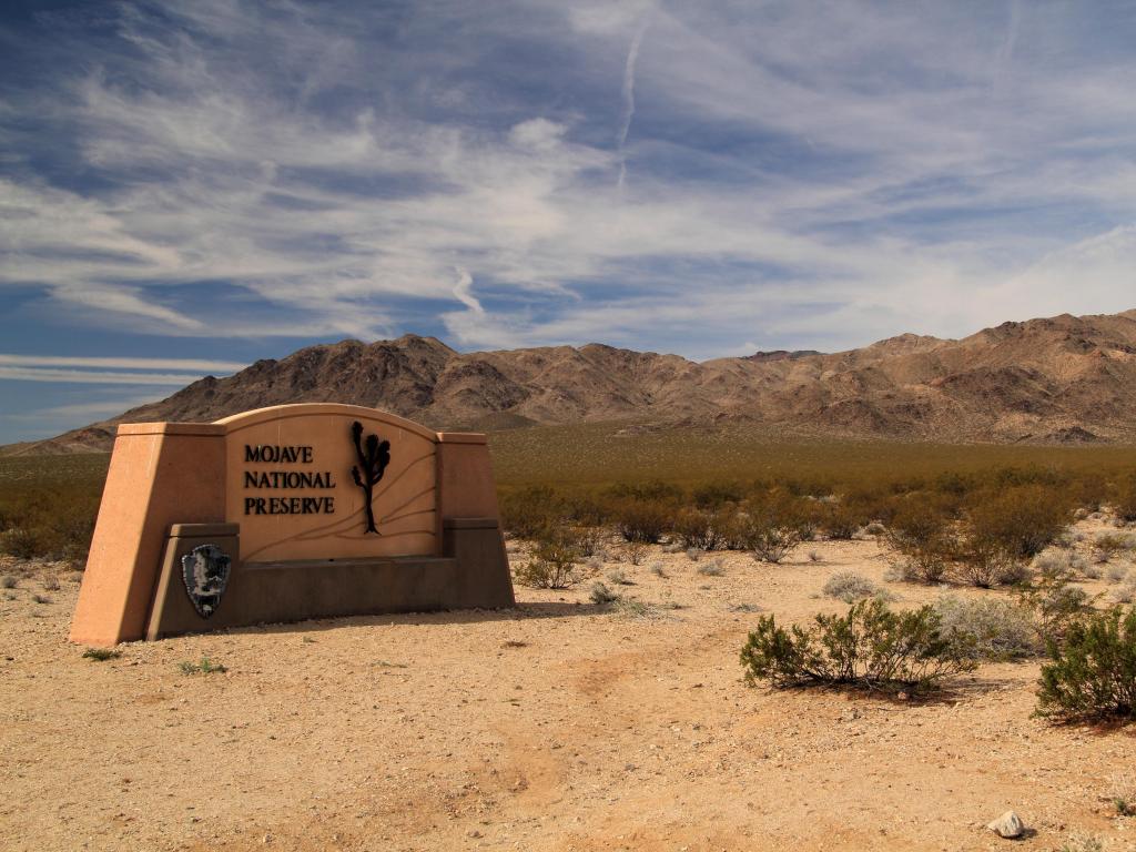 Entrance to the desolate Mojave National Preserve in California