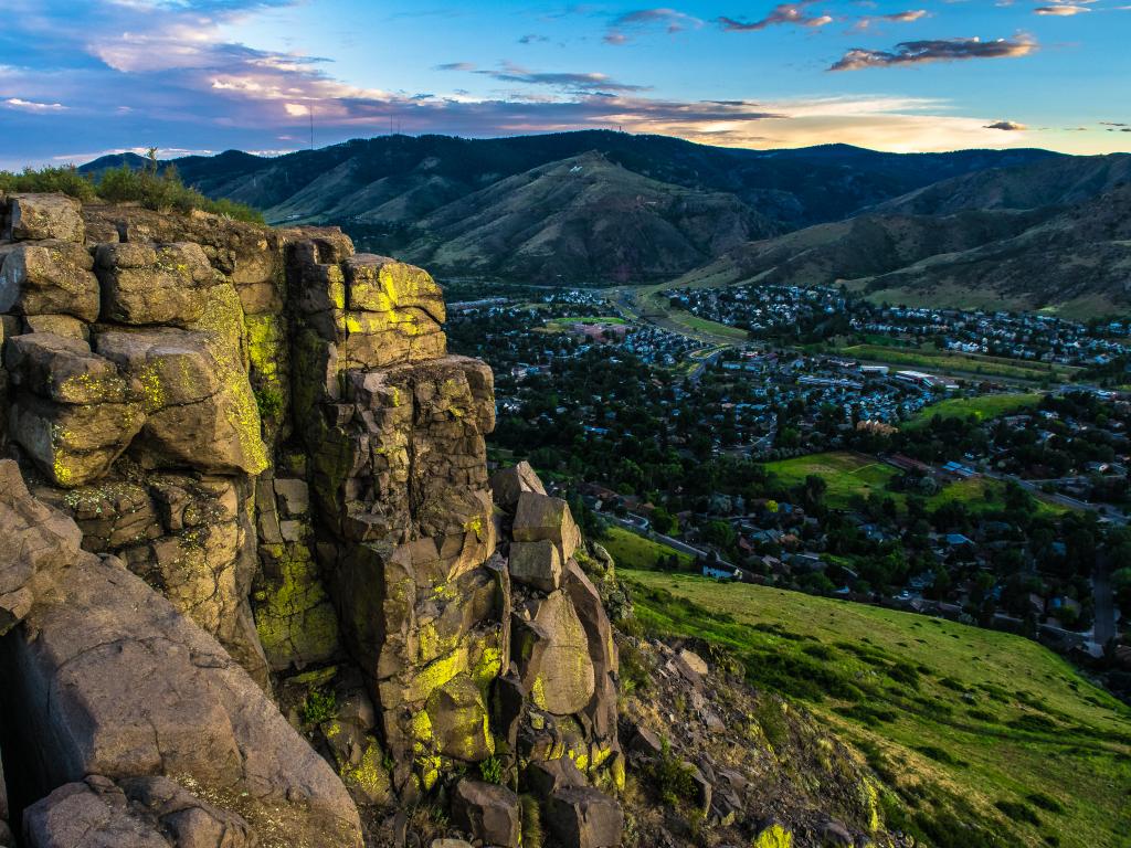 A stunning view of Golden, Colorado from the mountains above