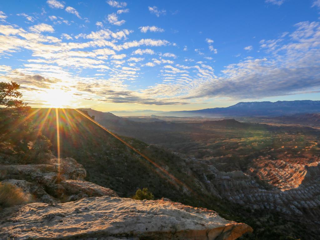 Desert view at sunset from the top of Gooseberry Mesa near St George, Utah