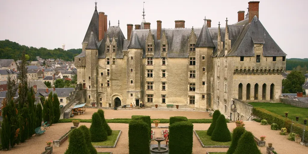 A grand chateau and its manicured garden in Loire Valley, France