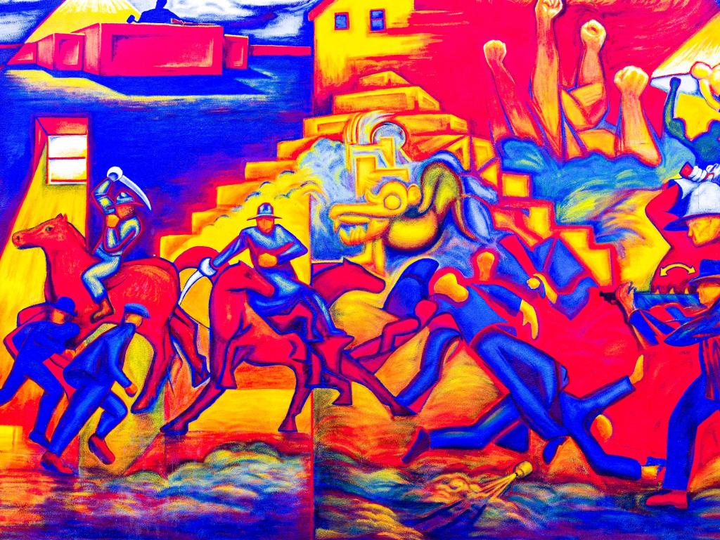 Mural street art depicting rangers in Gallup