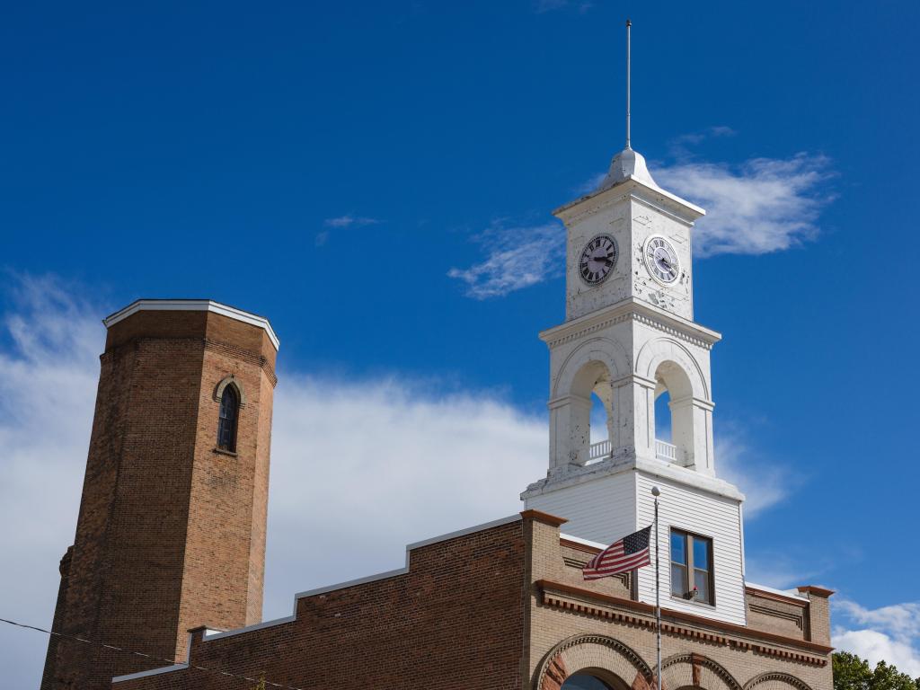 Historic clock tower of Pittsfield on a sunny day
