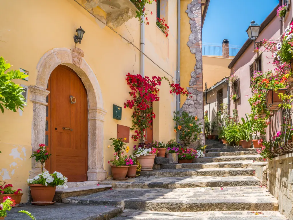 Scenic view in Forza d'Agrò, picturesque town in the Province of Messina, Sicily, southern Italy.