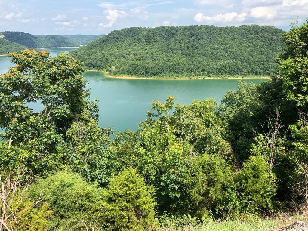 The green forests that surround the Center Hill Lake in Tennessee