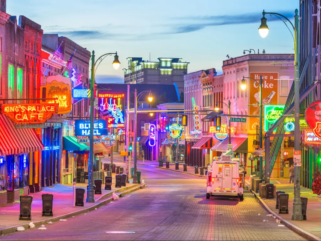 Memphis, Tennessee, USA Blues Clubs on Beale Street at dawn.
