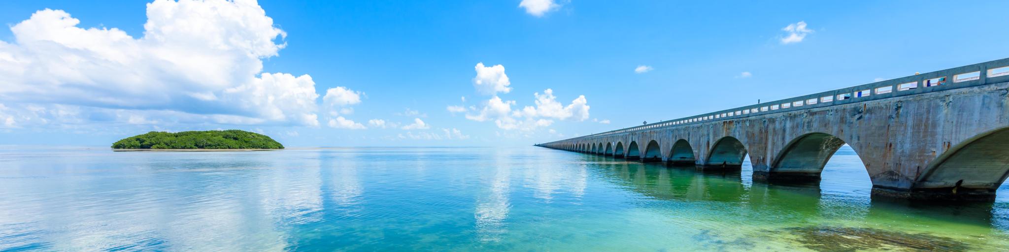 Long Bridge at Florida Keys - Historic Overseas Highway And 7 Mile Bridge to get to Key West, Florida, USA