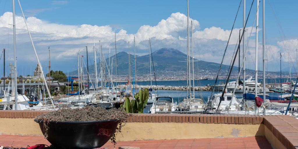 A view of Mount Vesuvius from the Lungomare promenade