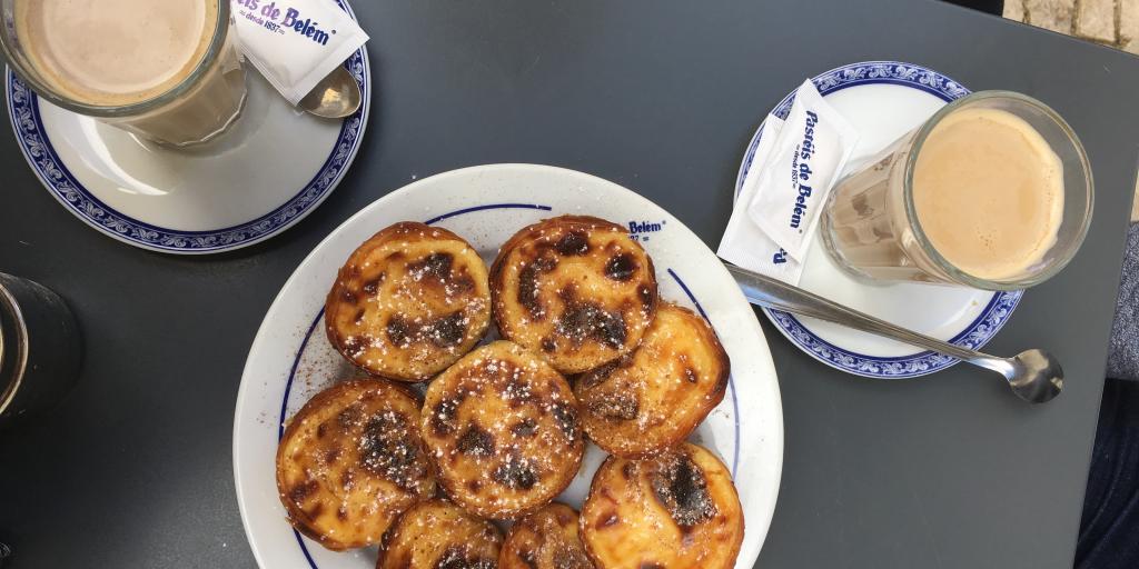 Pasteis de nata and galaois in Belem, Lisbon