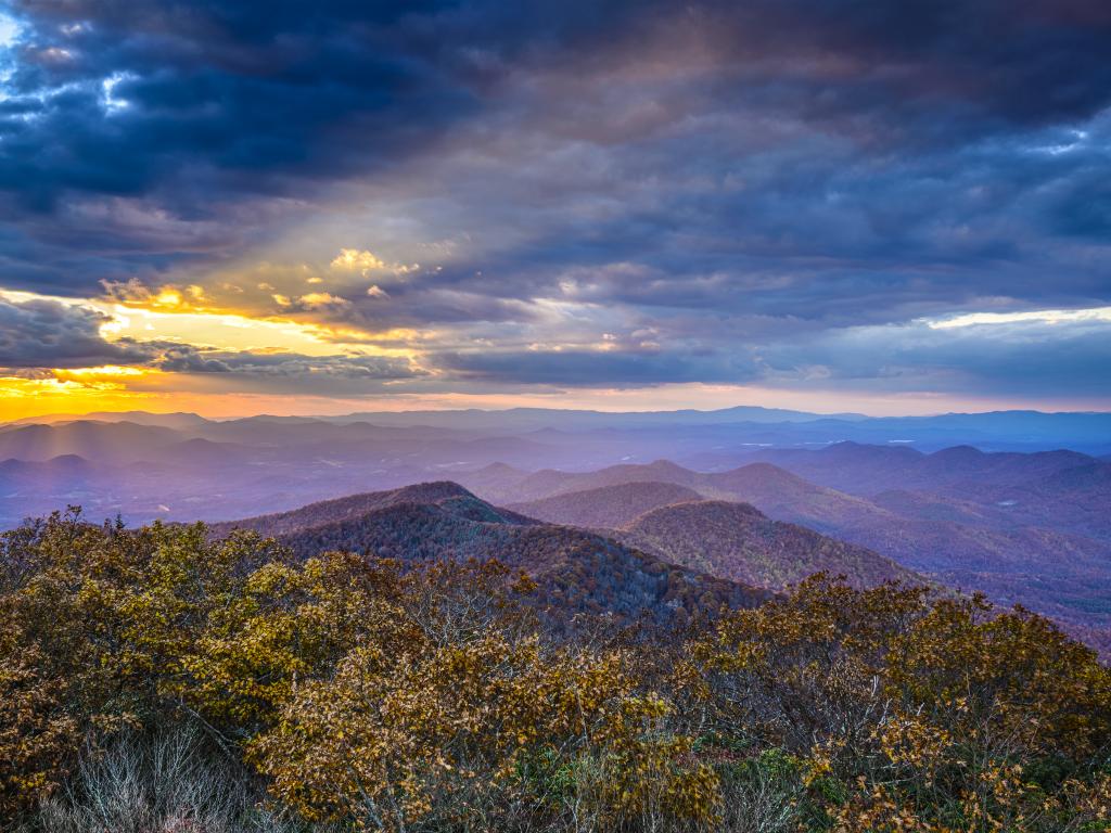 Blue Ridge Mountains in North Georgia, USA in the autumn season