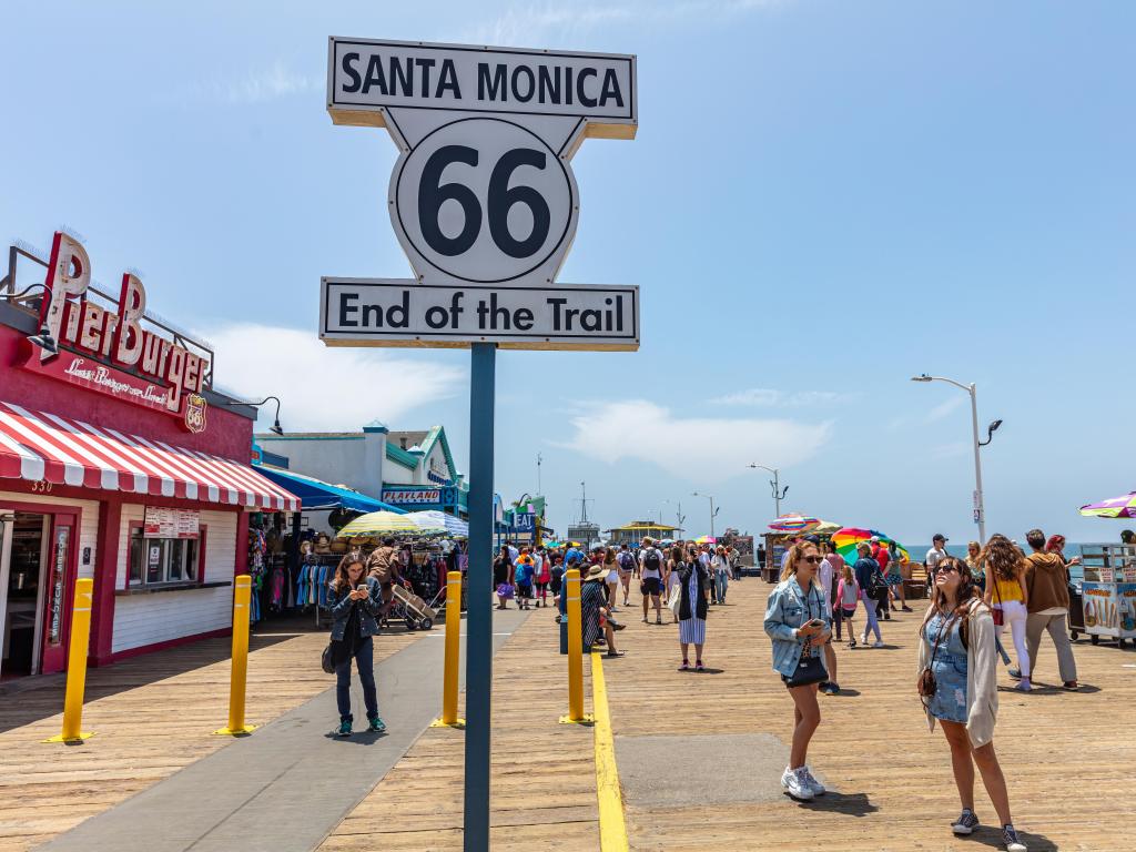 Santa Monica pier and Route 66 End of the trail
