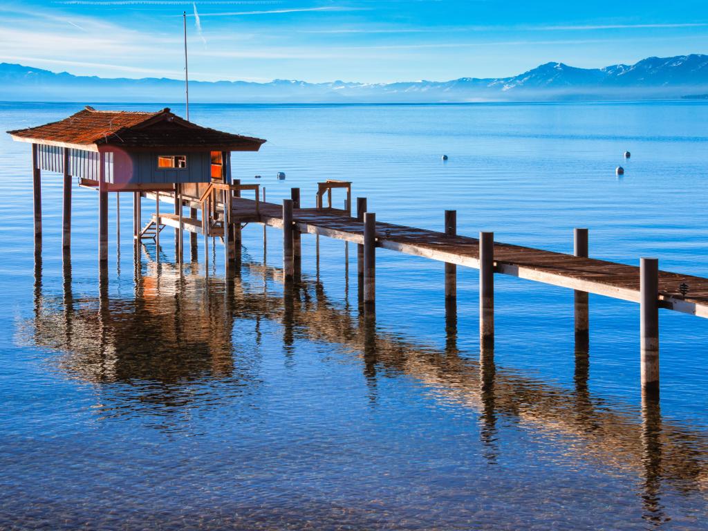 Stilt hut in a lake, Carnelian Bay, Lake Tahoe, near Tahoe City.