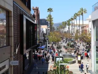 People walking along Third Street Promenade in Santa Monica, Los Angeles