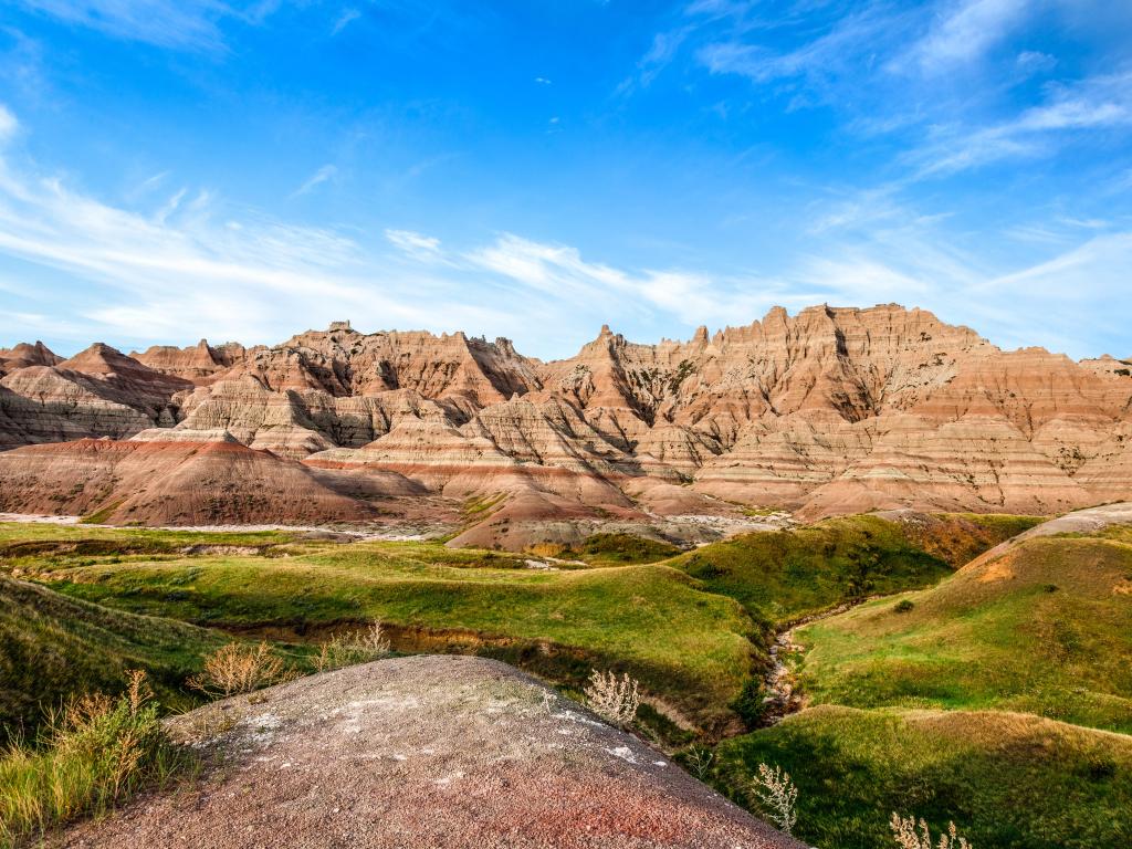 Spectacular  mountain formations of the Badlands National Park in South Dakota.