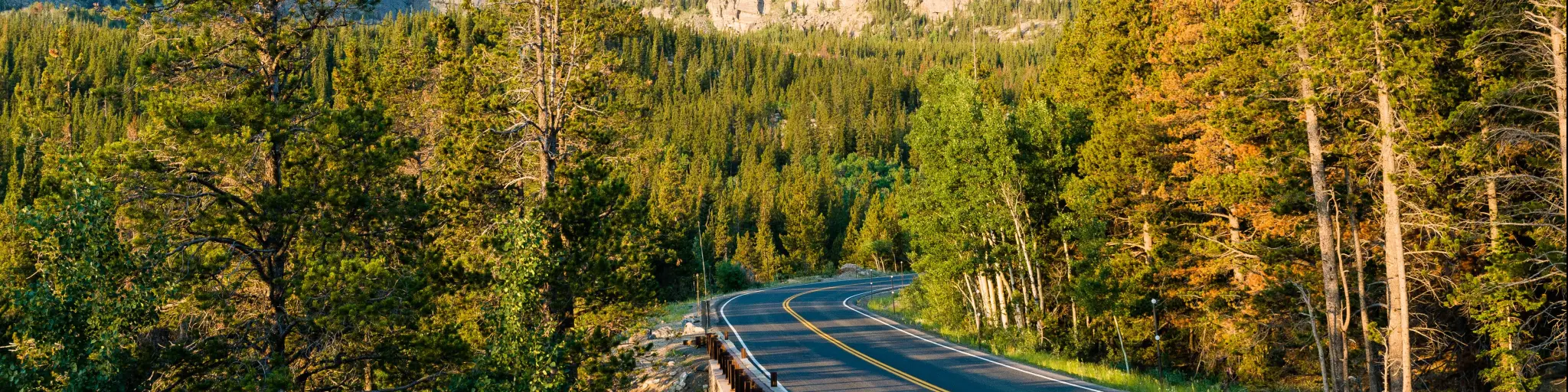 Road to Bear Lake at Rocky Mountains National Park, Colorado, USA
