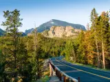Road to Bear Lake at Rocky Mountains National Park, Colorado, USA