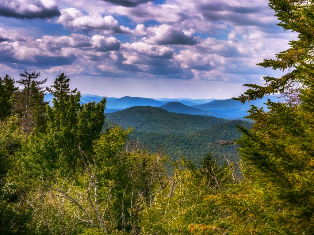 View across the Adirondack Park from the top of Mount Marcy, New York.