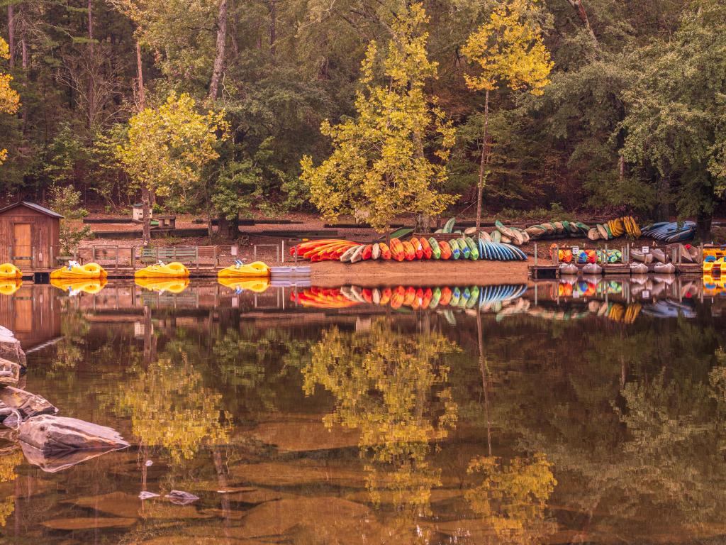 Trees line the waterways on Broken Bow, Oklahoma.