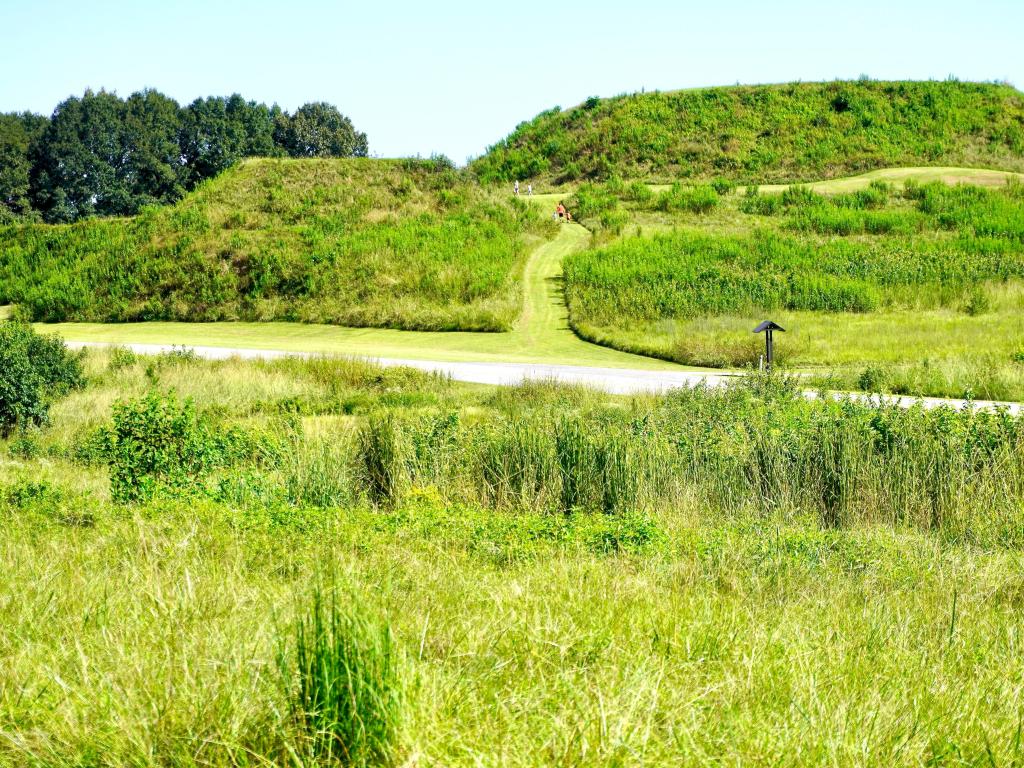 Historical Park located in Macon with prehistoric mounds covered in greenery