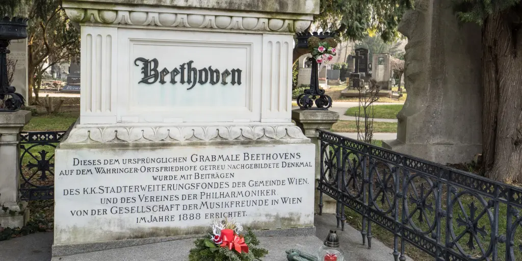 Beethoven's grave at Vienna central cemetery, with his name on the front