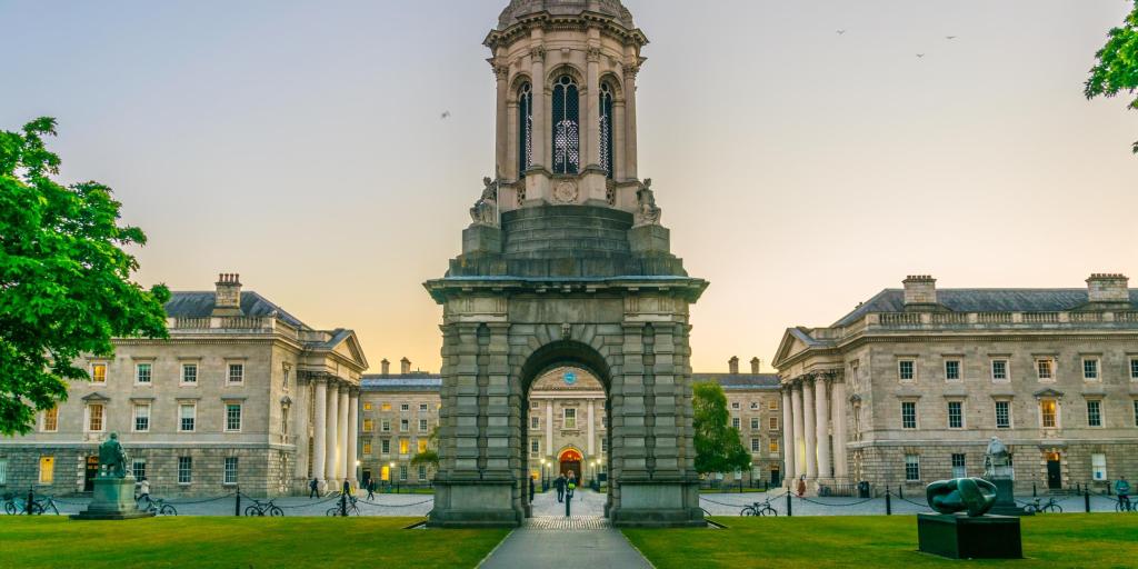 Campanile inside the Trinity College campus in Dublin, Ireland