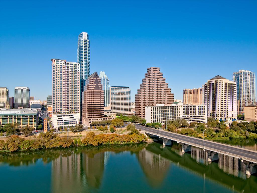 Austin, Texas Downtown Skyline on a sunny day.