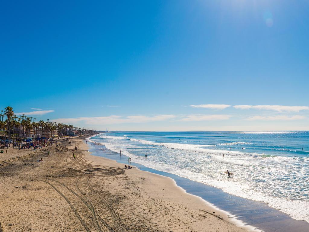 Panoramic view of Coastline in San Diego on a sunny day with blue sky
