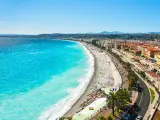 Panoramic view of the sea coast in Nice, France