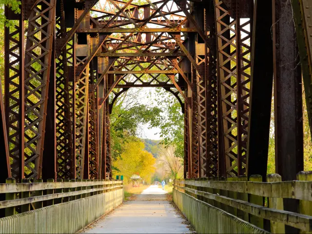 Old converted railway bridge at Katy Trail State Park, MO