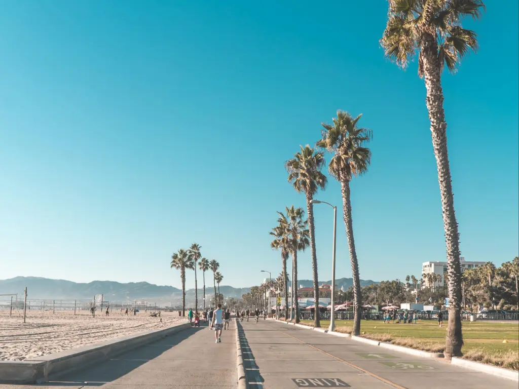 Boardwalk towards Santa Monica Pier from Venice Beach