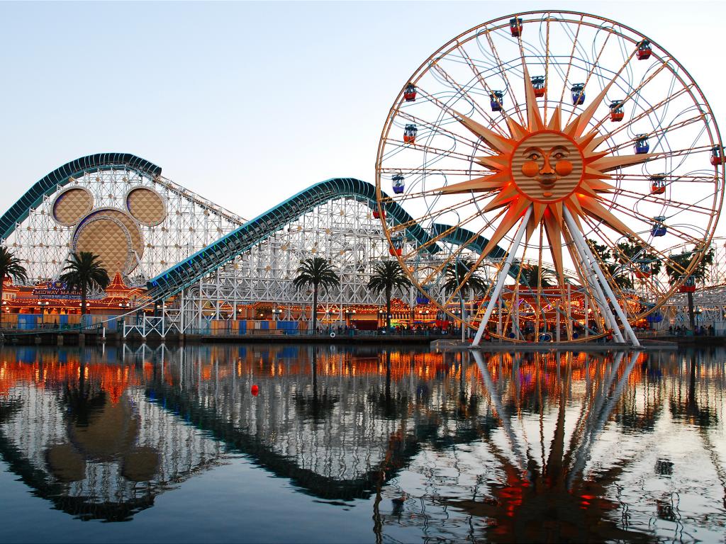 The Incredicoaster and Pixar Pal-A-Round rides in Disneyland in Anaheim, California