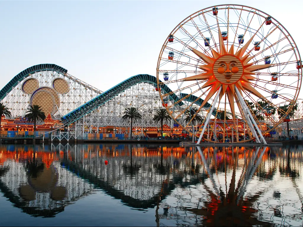 The Incredicoaster and Pixar Pal-A-Round rides in Disneyland in Anaheim, California