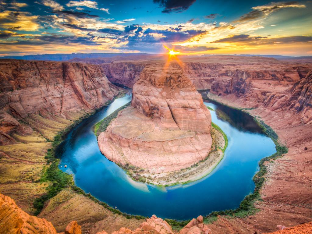 View of the Horseshoe Bend near Paige, Arizona - a famous 180 degree turn of the Colorado River in the Grand Canyon.