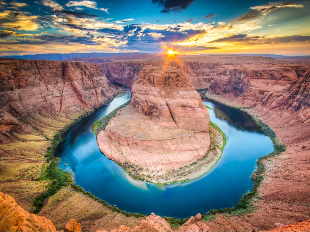 View of the Horseshoe Bend near Paige, Arizona - a famous 180 degree turn of the Colorado River in the Grand Canyon.