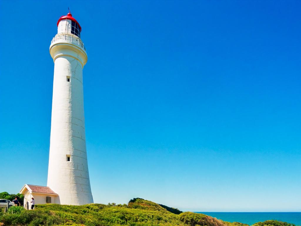 View of the Split Point Lighthouse in Aireys Inlet, along the Great Ocean Road, Victoria, Australia