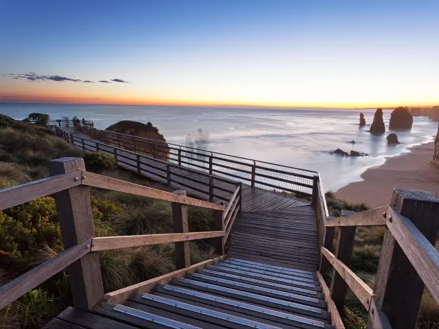 Aerial view of Twelve Apostles and ocean views of Port Campbell, Victoria, Australia