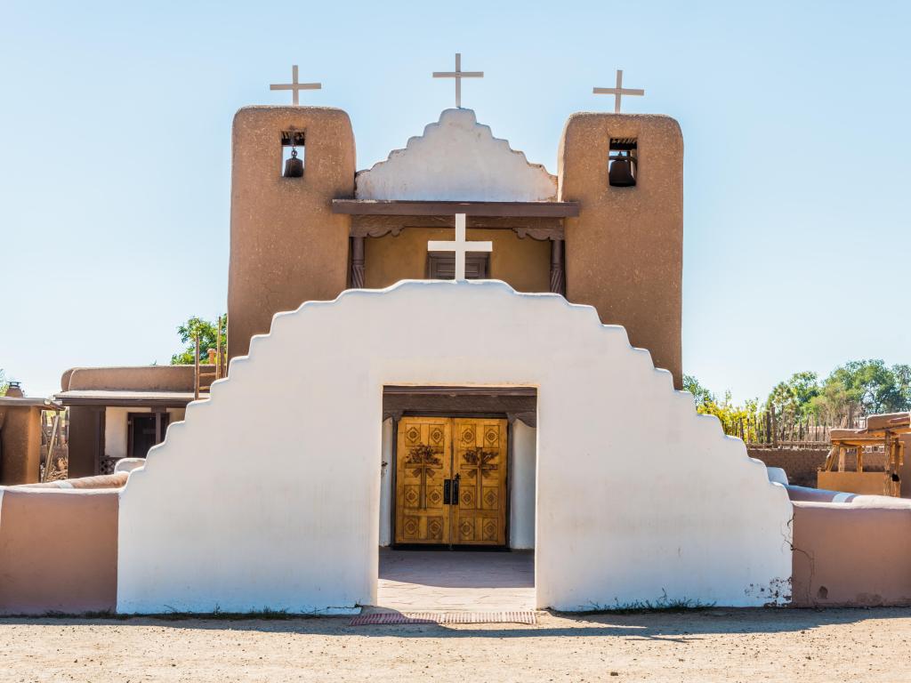 Front view of the historic church on a sunny day