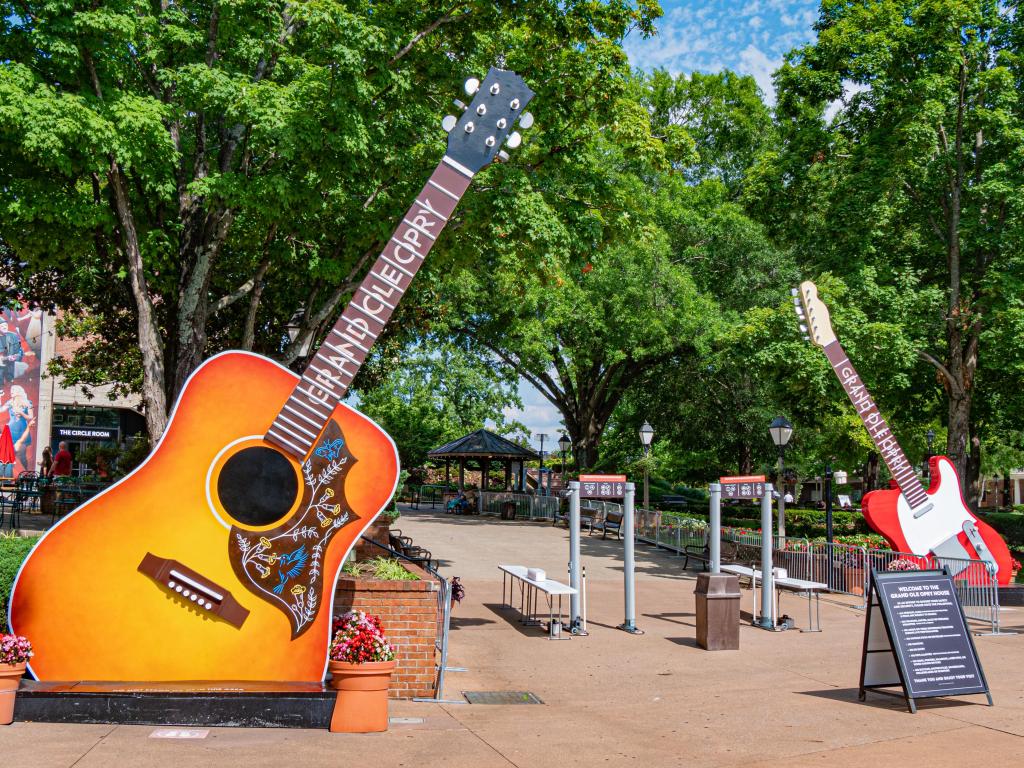 Huge guitars at Grand Ole Opry in Nashville, Tennessee