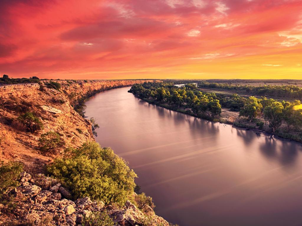 Sun setting over Murray River