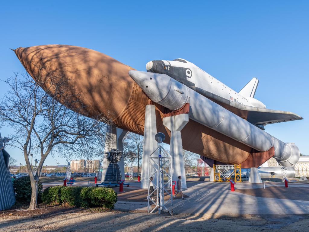 Rocket statue outside U.S. Space & Rocket Center