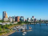 Marina with downtown Portland, Oregon in the background