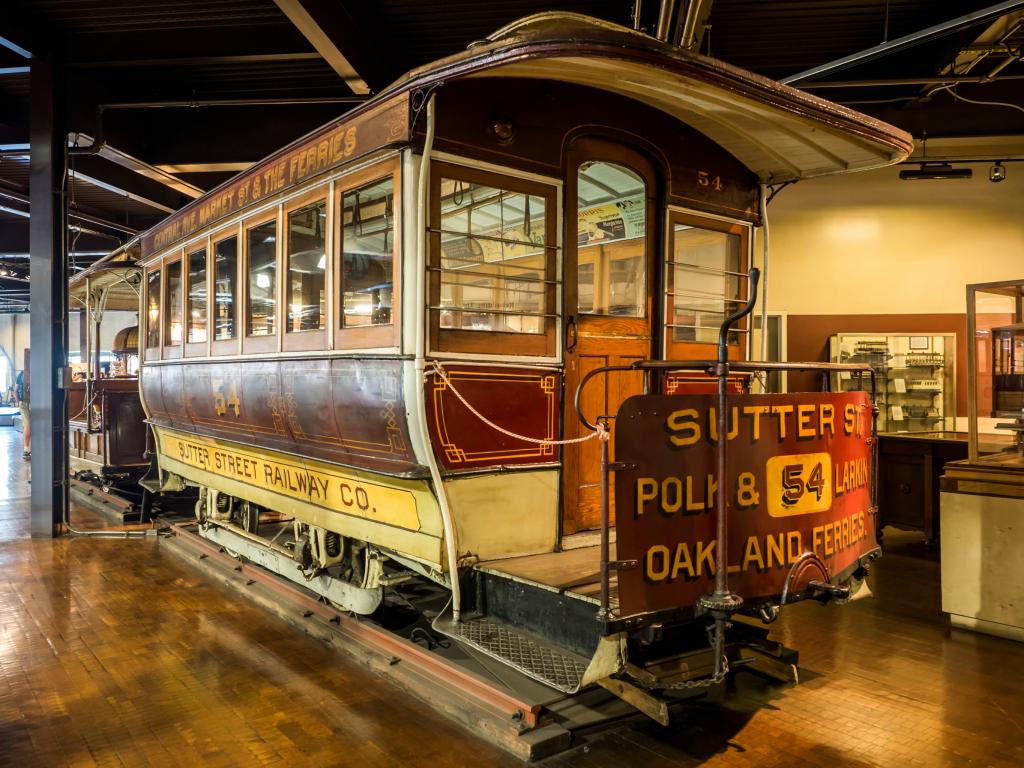 Old cable car at the Cable Car Museum in San Francisco