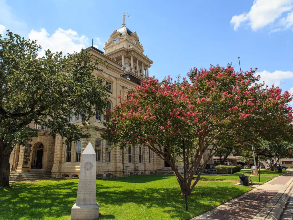 Located in Belton, the Bell County Courthouse is the third courthouse build on this site in 1884. Photo taken during sunny weather.