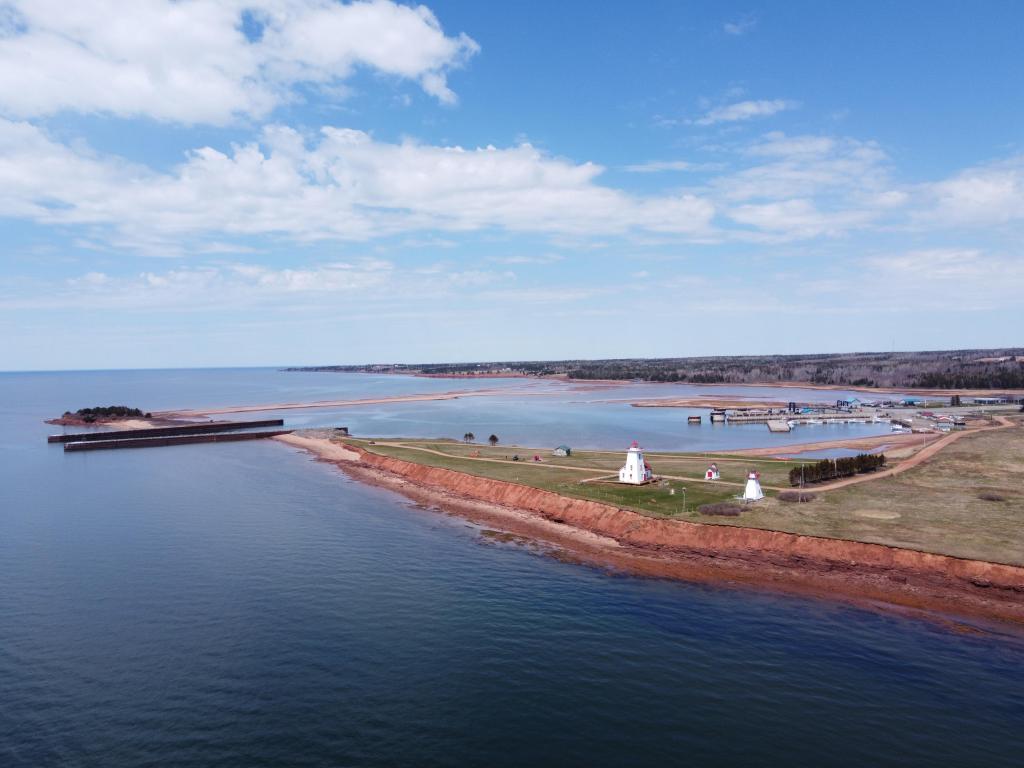 The lighthouse at Wood Islands, Prince Edward Island on a sunny day