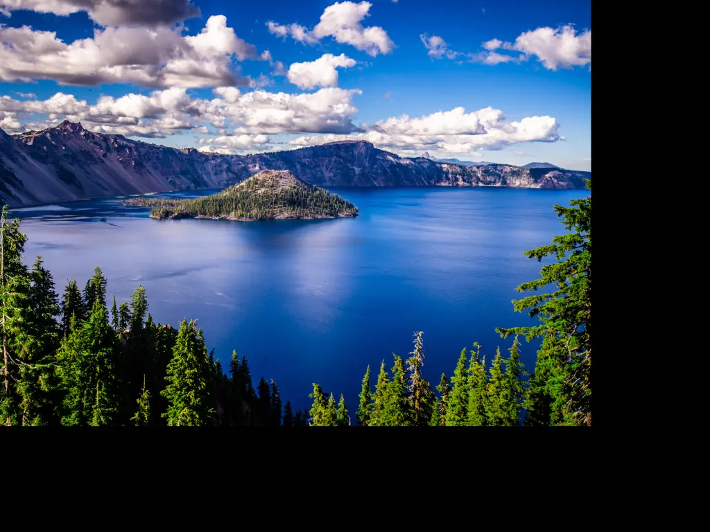 Crater Lake and Wizard Island in the Crater Lake National Park, Oregon