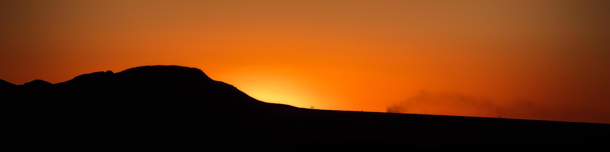 Orange glowing sunset over the desert near El Paso in Texas