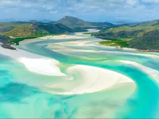 Hill Inlet at Whitehaven Beach, Whitsunday Island, Great Barrier Reef, Queensland, Australia