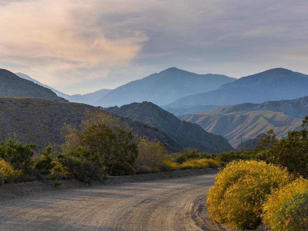 Hills at Mission creek preserve in Southern California at twilight