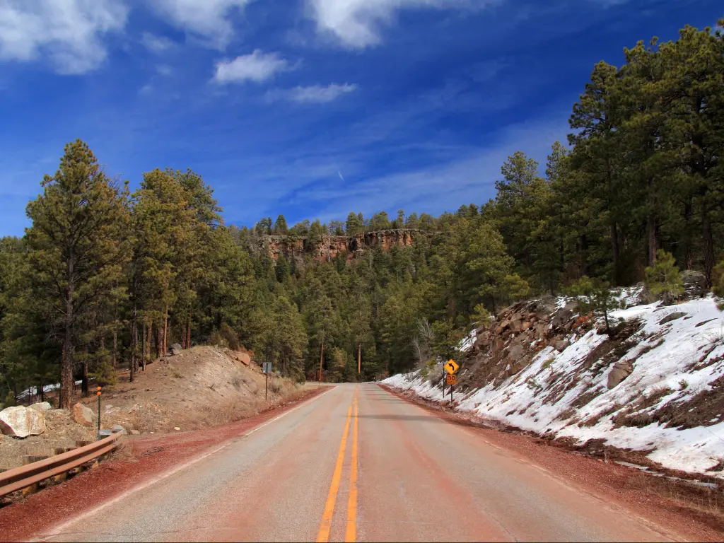 2-laned High Road to Taos on a sunny day