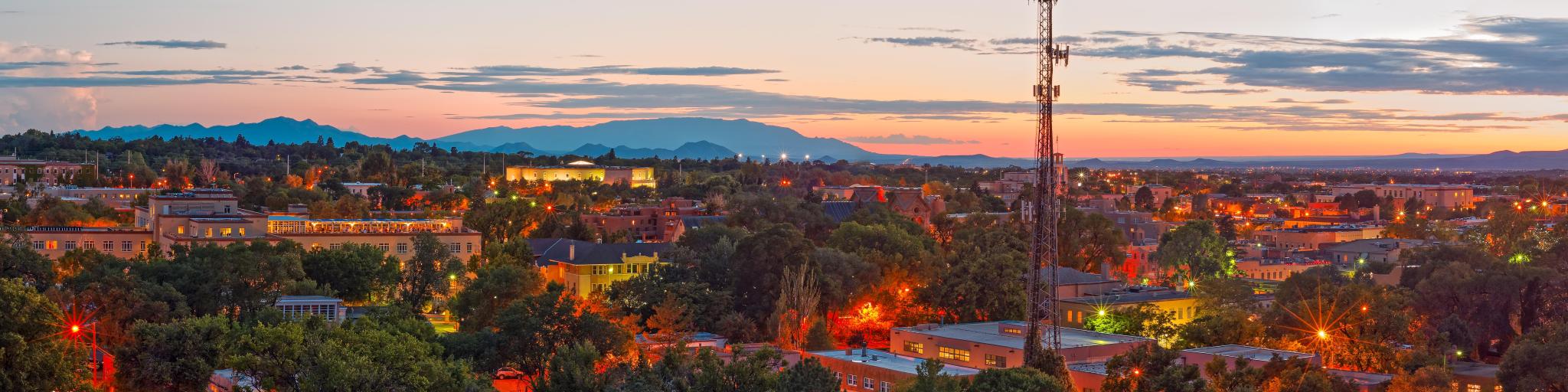 Twilight Panorama Of Downtown Santa Fe From Cross Of The Martyrs - New Mexico