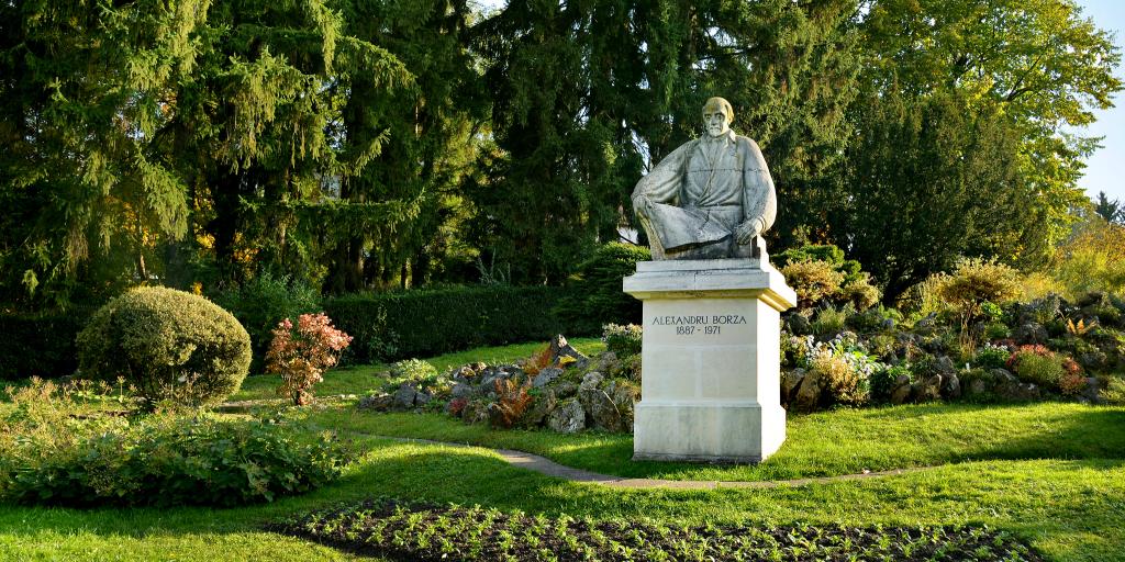 Statue of Romanian botanist Alexandru Borza at the Botanical Gardens in Cluj-Napoca 